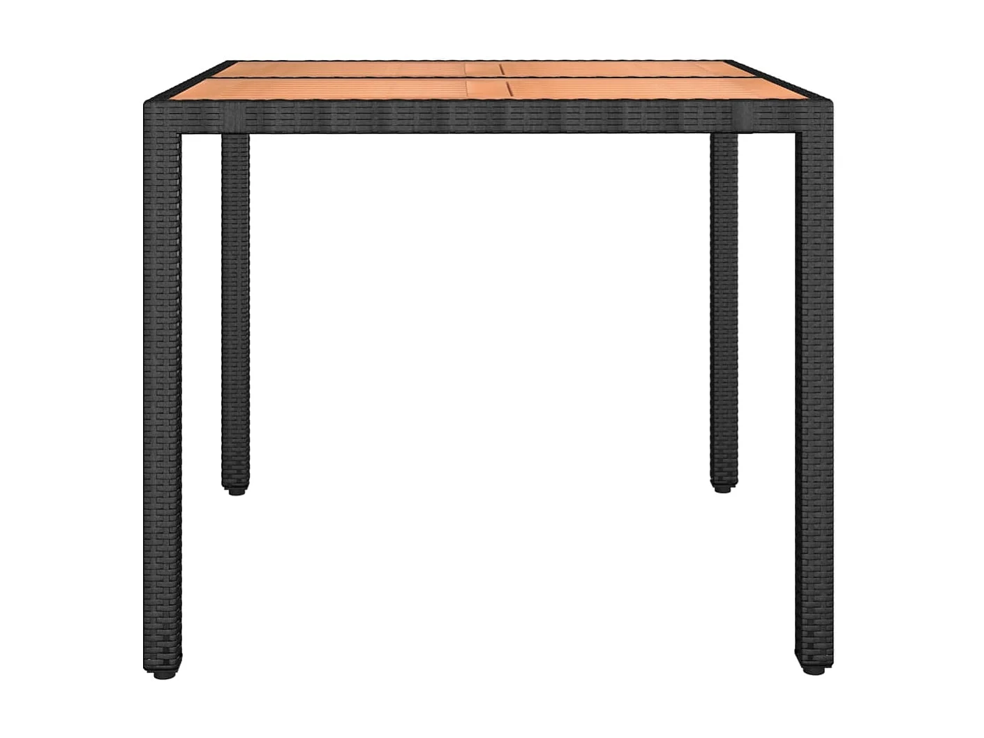 Table de jardin plateau en bois Noir Résine tressée bois massif GHR45789