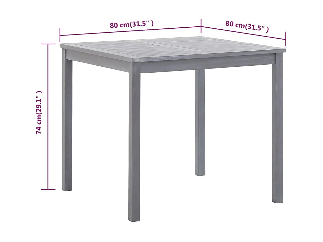 Table de jardin Gris 80x80x74 cm Bois d'acacia massif GHR25800