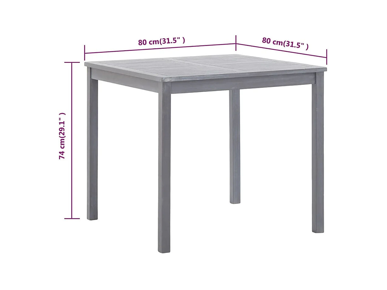 Table de jardin Gris 80x80x74 cm Bois d'acacia massif GHR25800