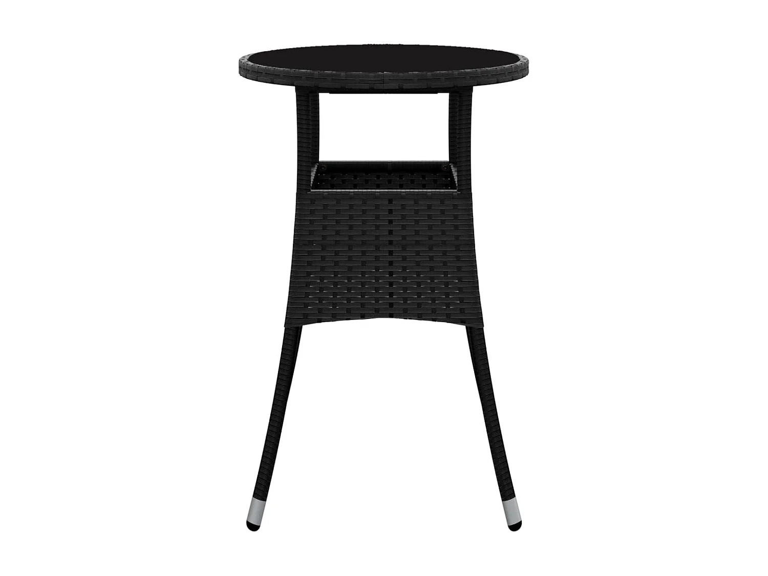Mesa de jardim Ø60x75 cm vidro temperado e vime PE preto PT162072