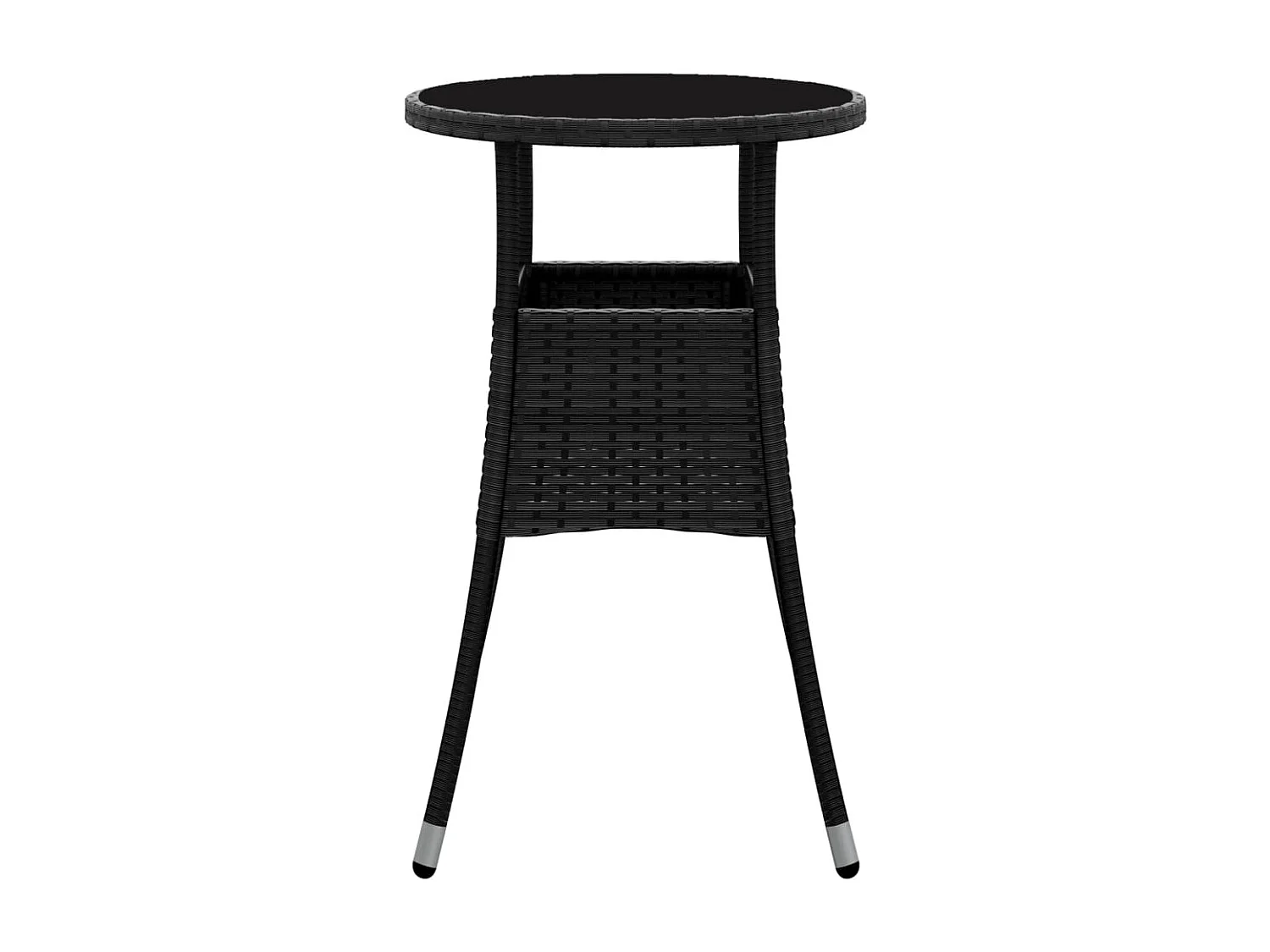 Mesa de jardim Ø60x75 cm vidro temperado e vime PE preto PT162072