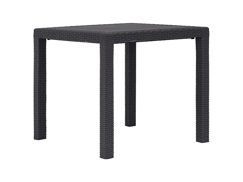 Mesa de comedor de jardín de plástico aspecto ratán marrón 79x79x72 cm KOW43732