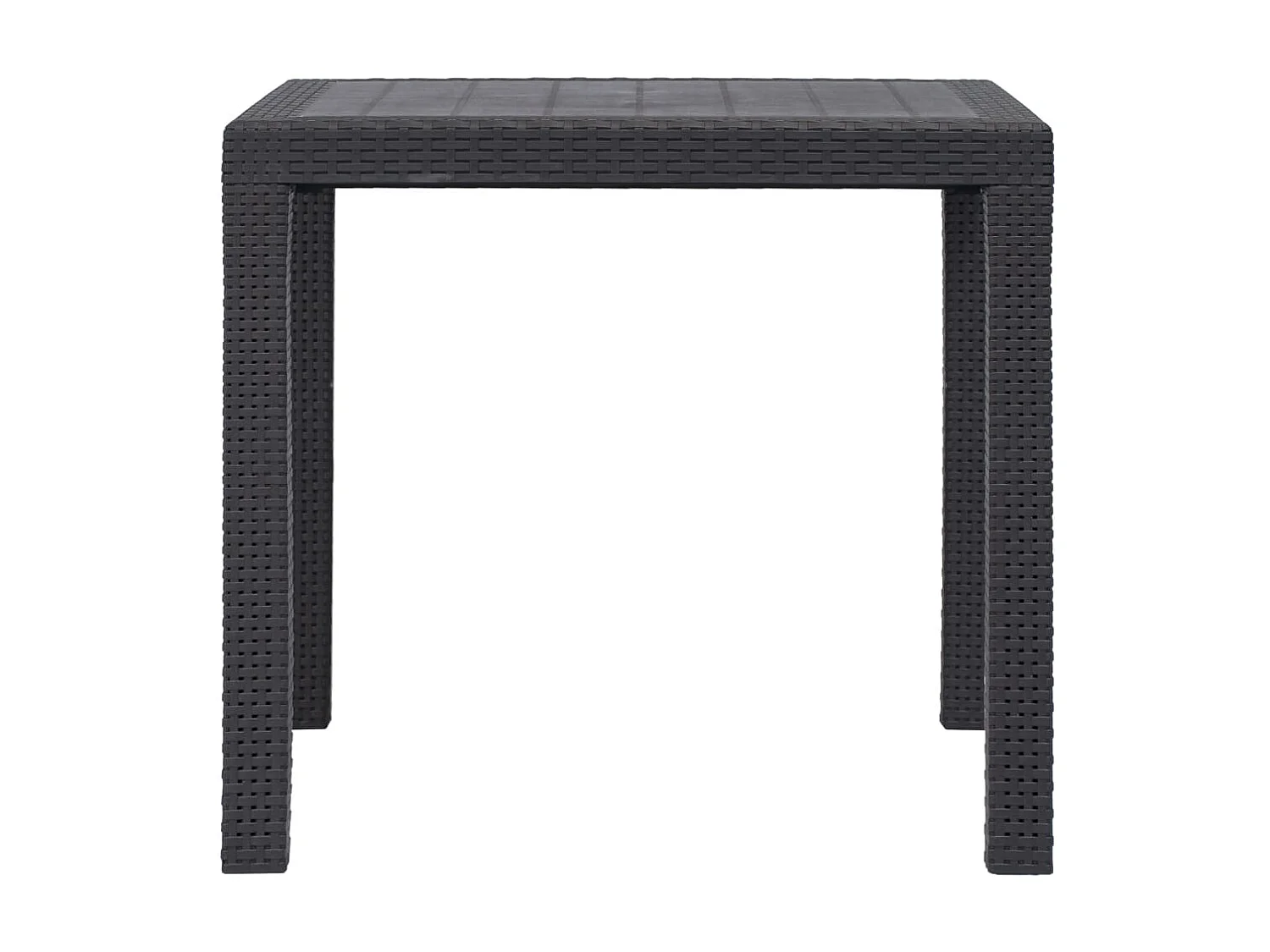 Mesa de comedor de jardín de plástico aspecto ratán marrón 79x79x72 cm KOW43732