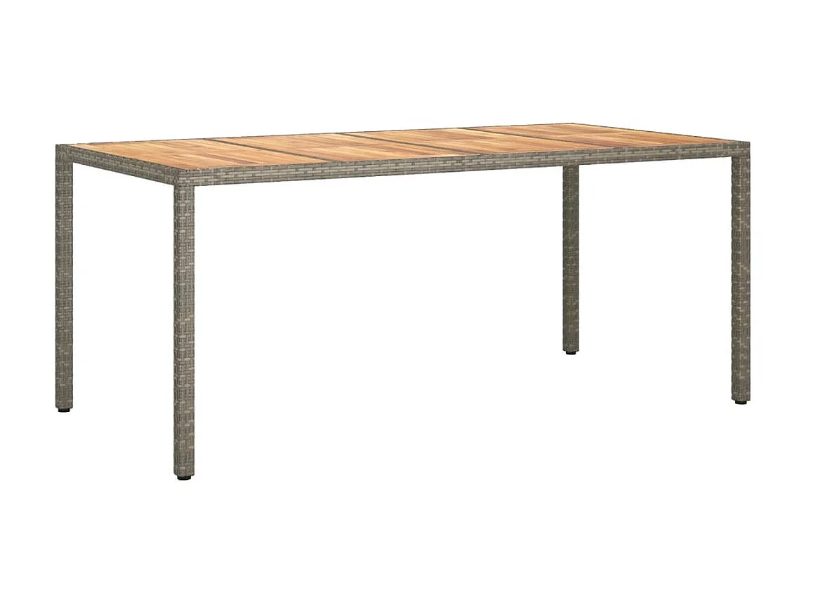 Table de jardin 190x90x75 cm Résine tressée/bois d'acacia Gris GHR57364