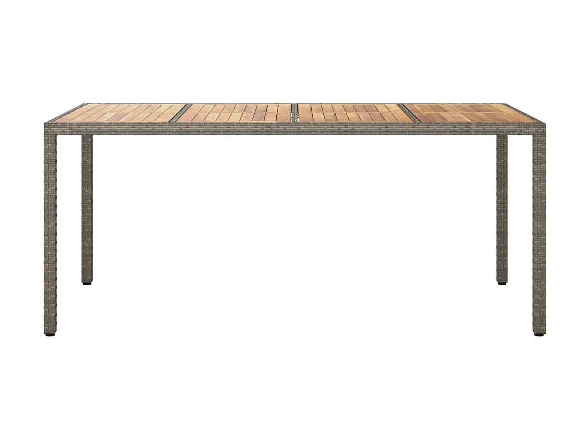 Table de jardin 190x90x75 cm Résine tressée/bois d'acacia Gris GHR57364