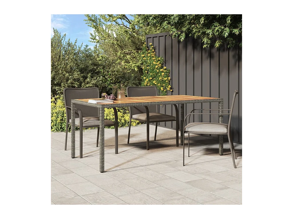 Table de jardin 190x90x75 cm Résine tressée/bois d'acacia Gris GHR57364