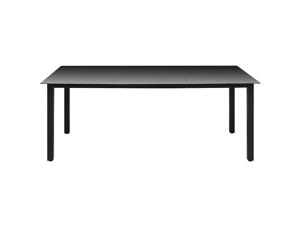 Mesa de comedor de jardín de aluminio y vidrio negra 190x90x74 cm KOW18255
