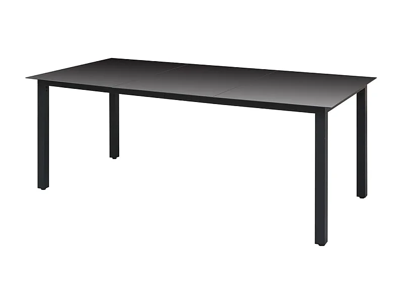Mesa de jardim em alumínio e vidro 190x90x74 cm preto PT509108