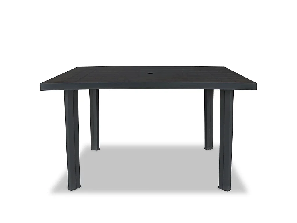 Mesa de comedor de jardín de plástico gris antracita 126x76x72 cm KOW38666