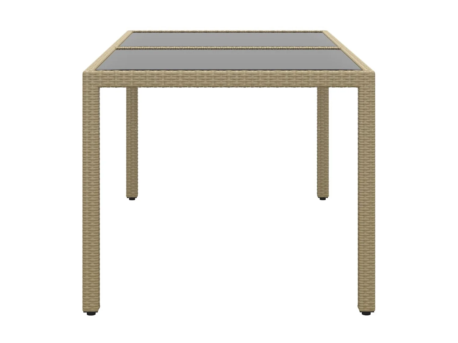 Table de jardin 150x90x75 cm Verre trempé/résine tressée Beige GHR17772