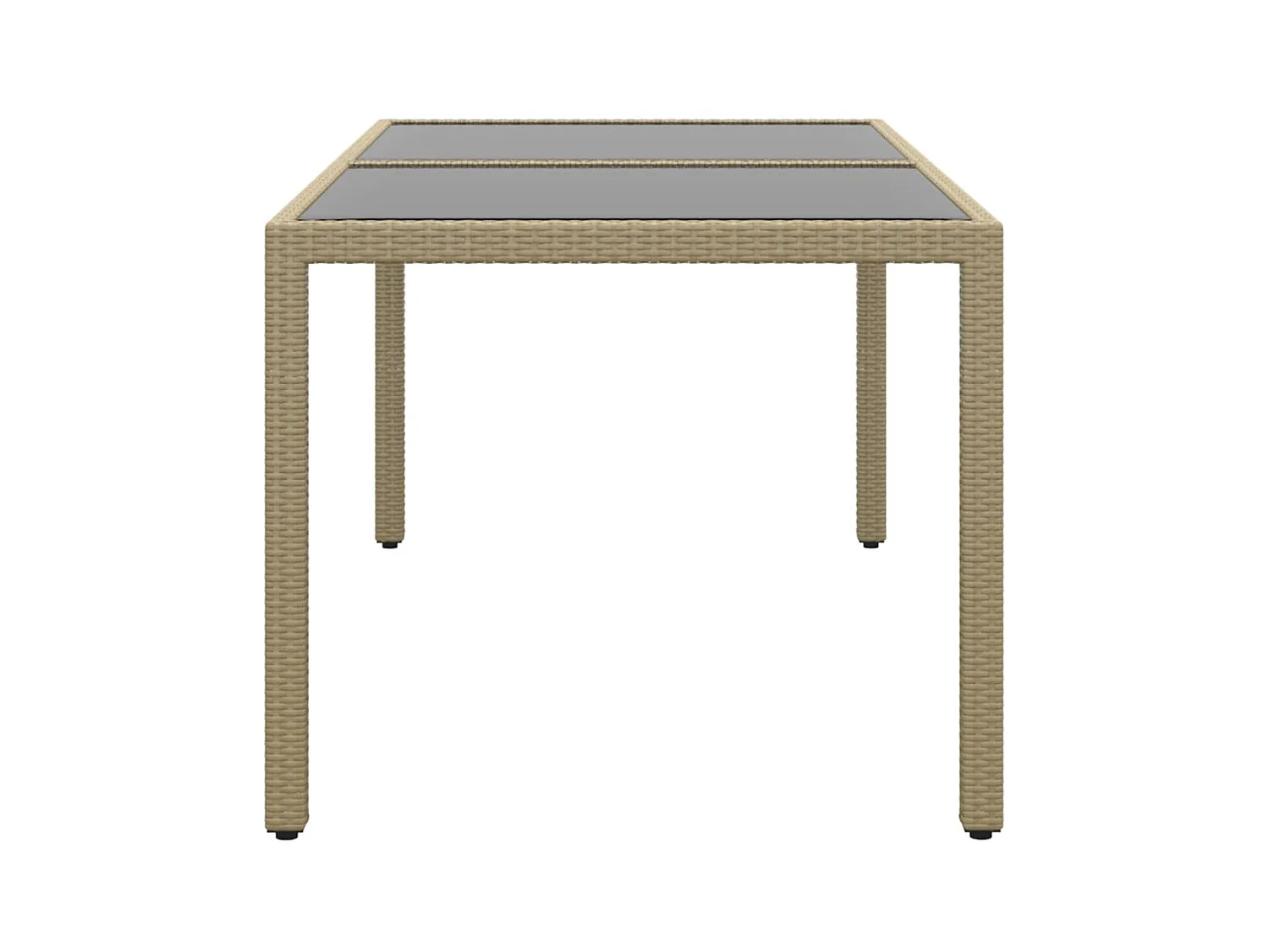 Table de jardin 150x90x75 cm Verre trempé/résine tressée Beige GHR17772