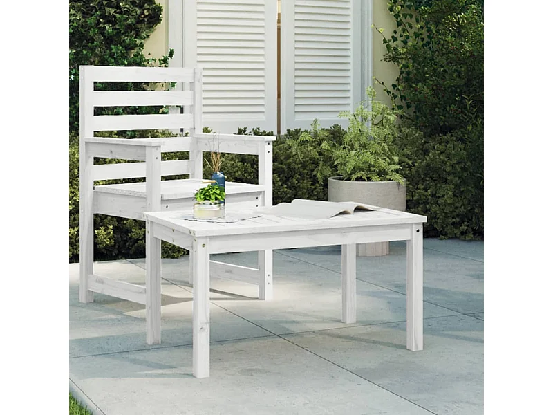 Table de jardin blanc 82,5x50,5x45 cm bois massif de pin GHR33162