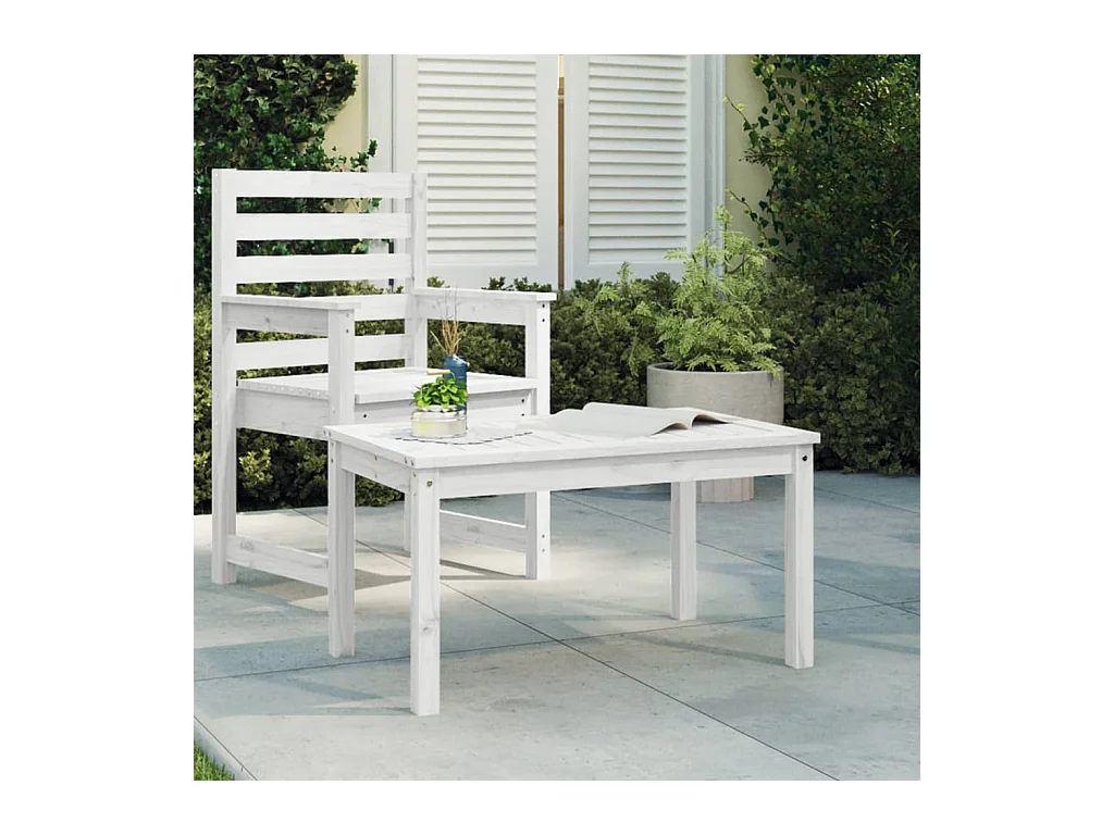 Table de jardin blanc 82,5x50,5x45 cm bois massif de pin GHR33162