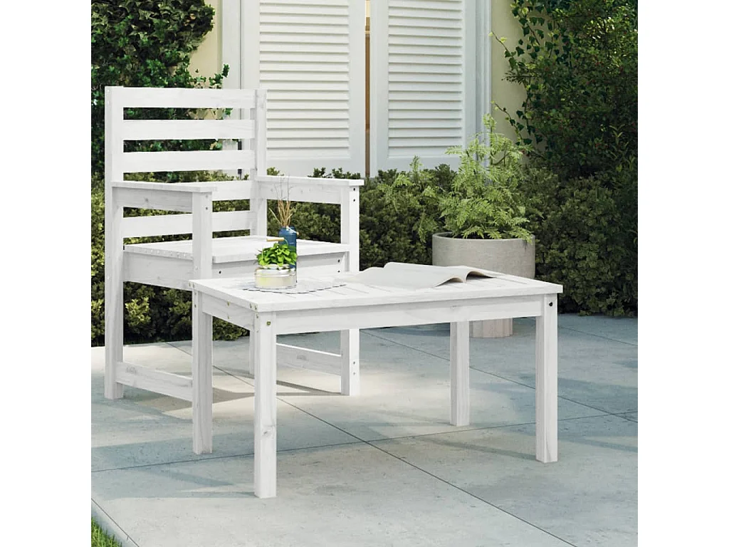Table de jardin blanc 82,5x50,5x45 cm bois massif de pin GHR33162