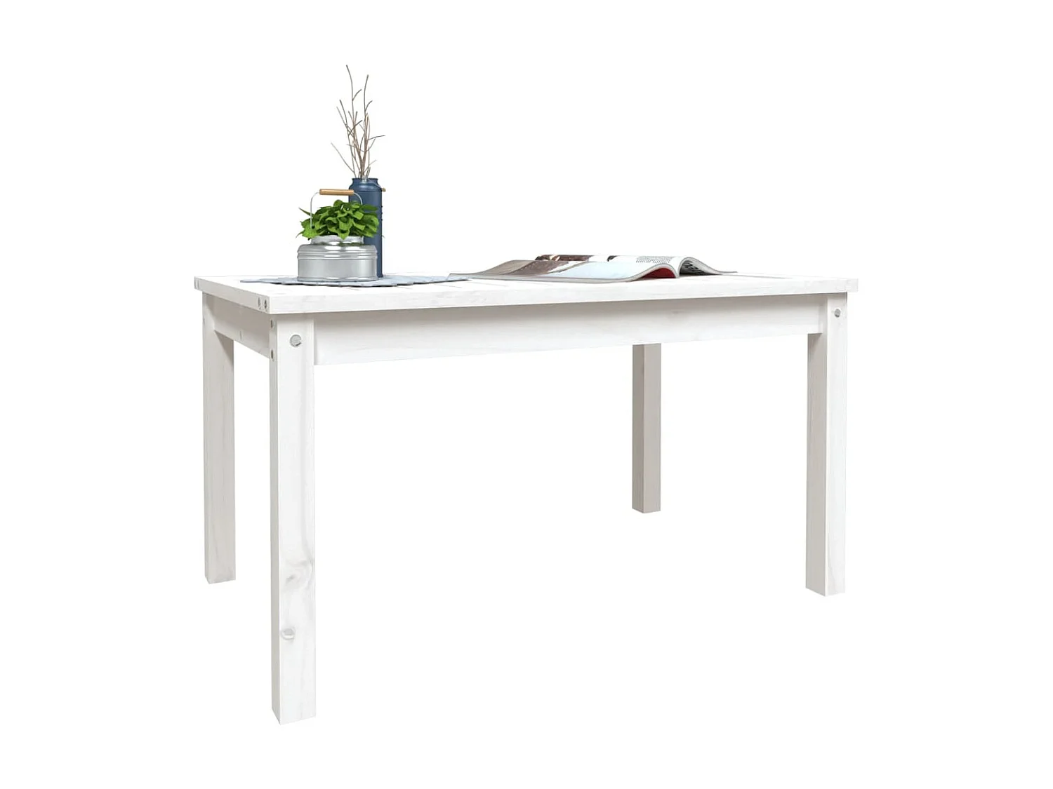Table de jardin blanc 82,5x50,5x45 cm bois massif de pin GHR33162