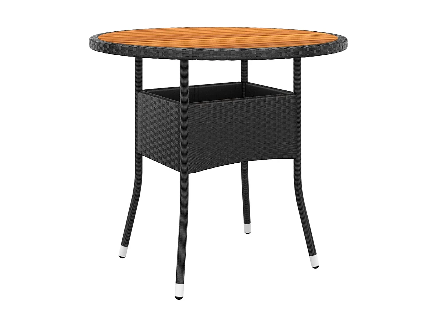 Table de jardin Ø80x75 cm Résine tressée et bois d'acacia Noir GHR28603