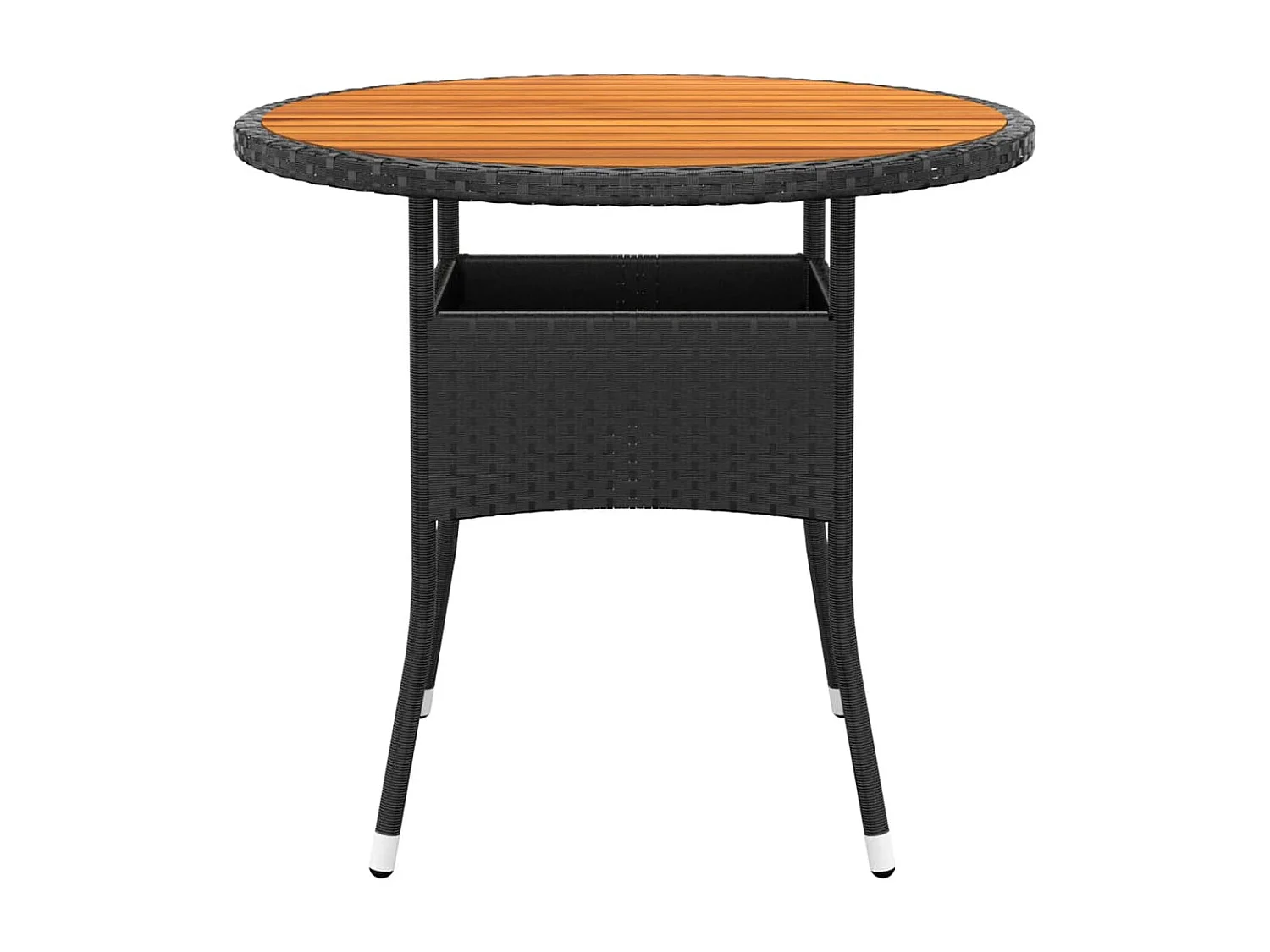 Table de jardin Ø80x75 cm Résine tressée et bois d'acacia Noir GHR28603