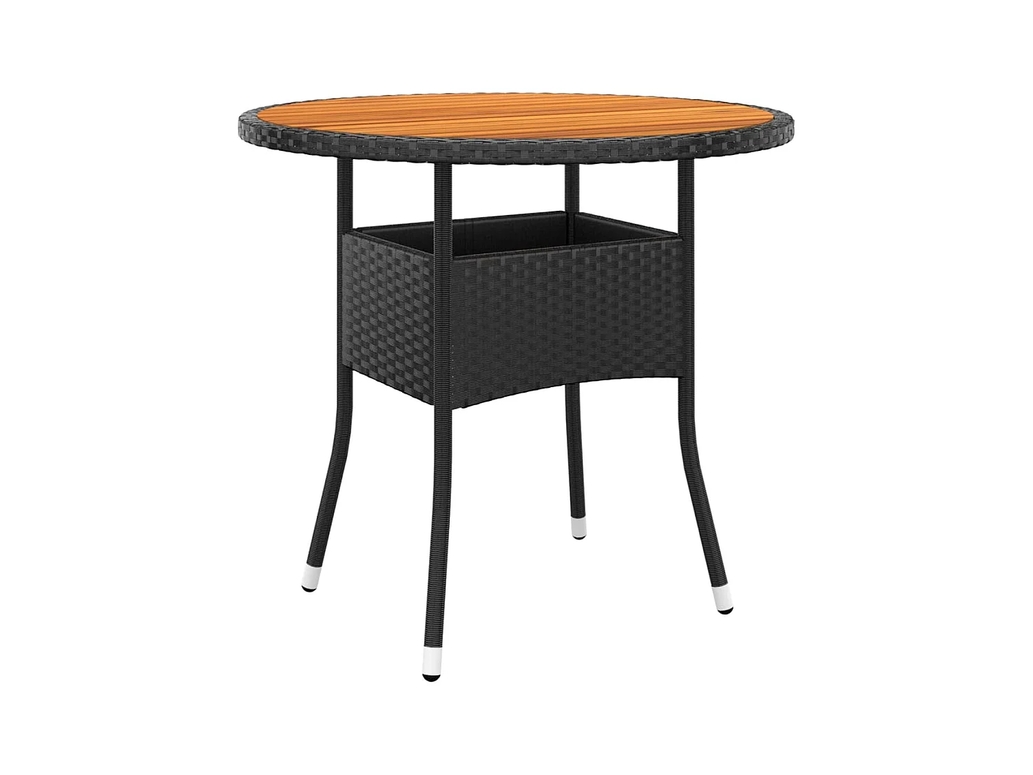 Table de jardin Ø80x75 cm Résine tressée et bois d'acacia Noir GHR28603