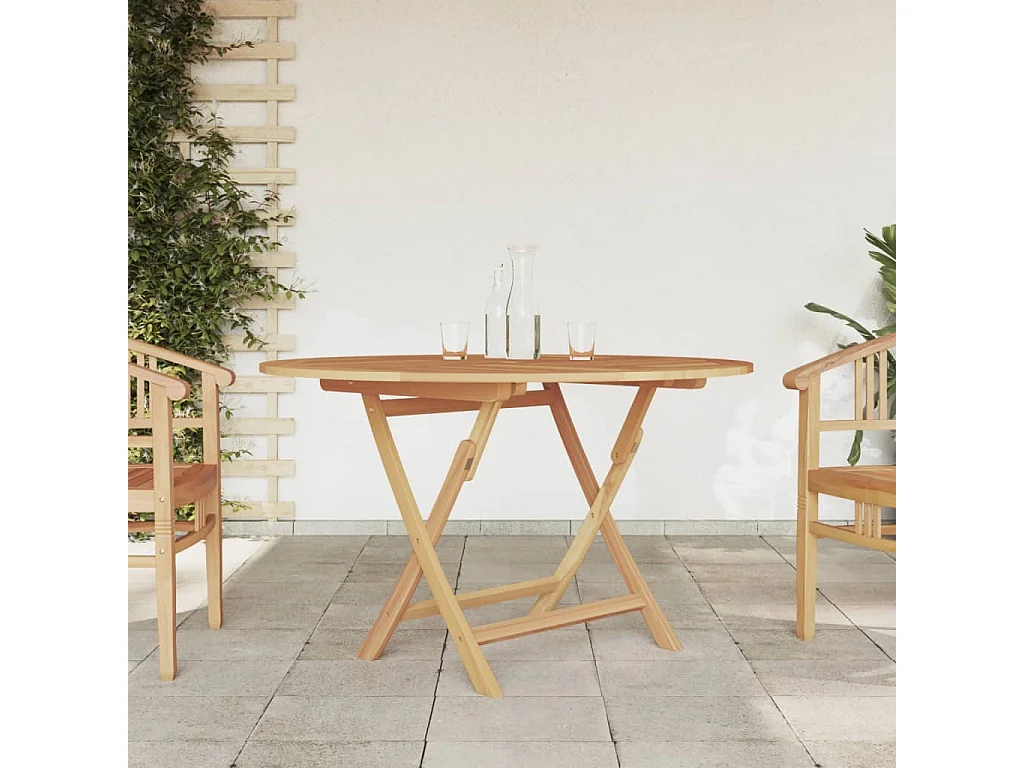 Table pliable de jardin Ø 120x75 cm bois massif de teck GHR31892