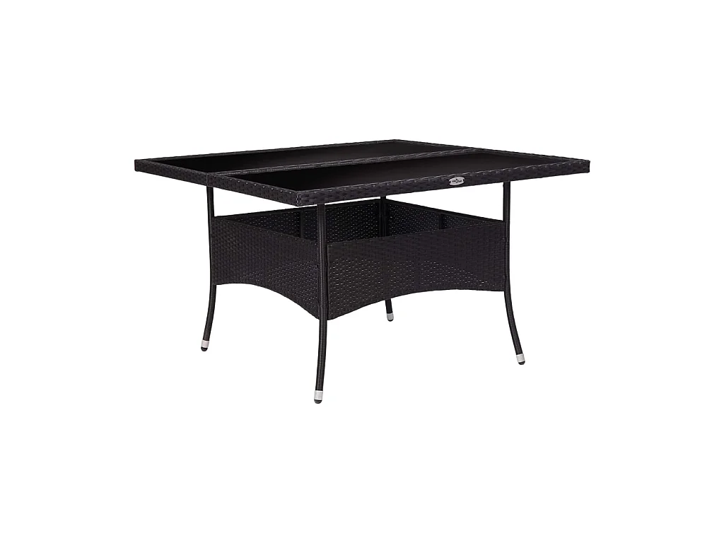 Table à manger de jardin Noir Résine tressée et verre GHR62457