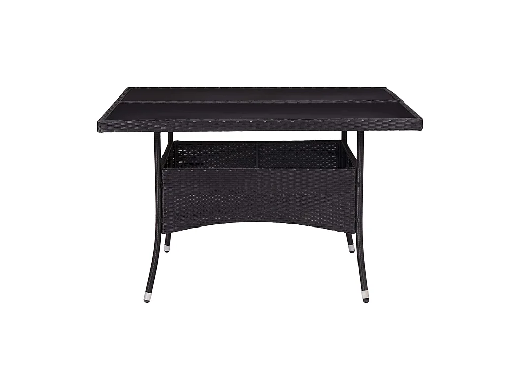 Table à manger de jardin Noir Résine tressée et verre GHR62457