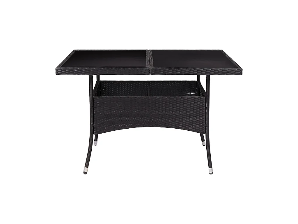 Table à manger de jardin Noir Résine tressée et verre GHR62457