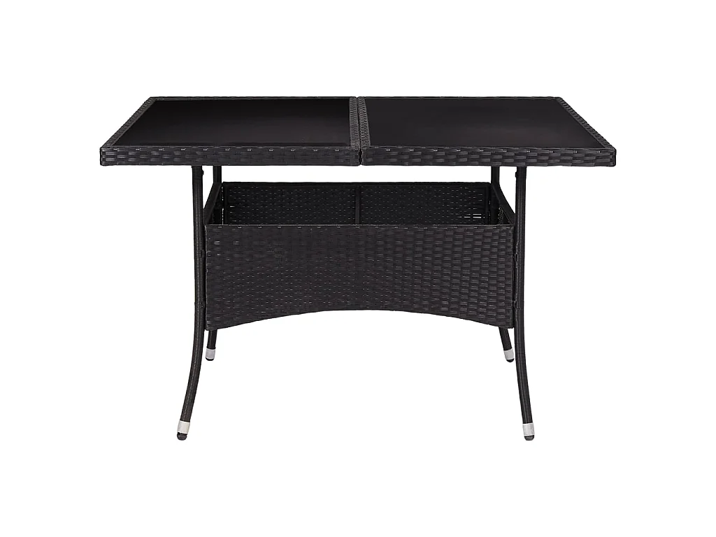 Table à manger de jardin Noir Résine tressée et verre GHR62457