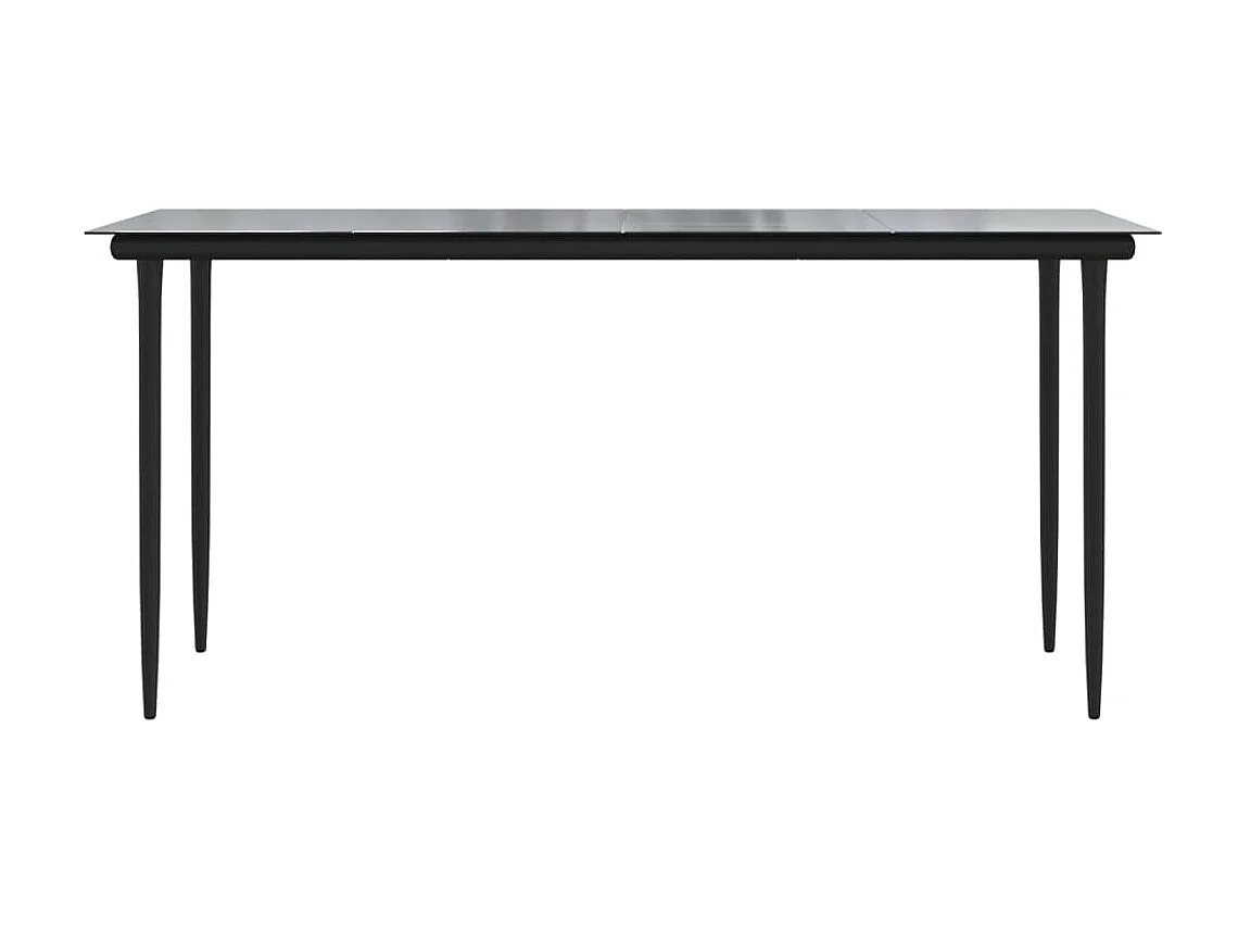 Table à manger de jardin Noir 160x80x74 cm Acier et verre trempé GHR44732