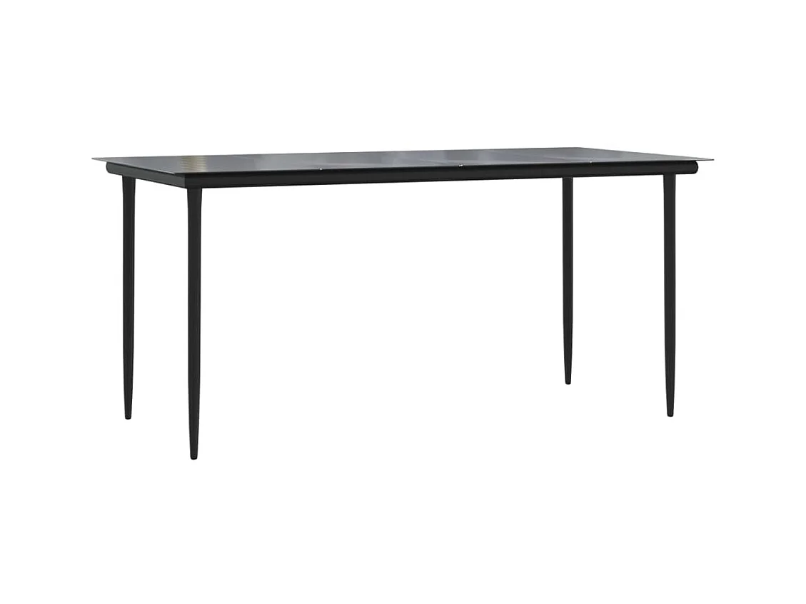 Table à manger de jardin Noir 160x80x74 cm Acier et verre trempé GHR44732