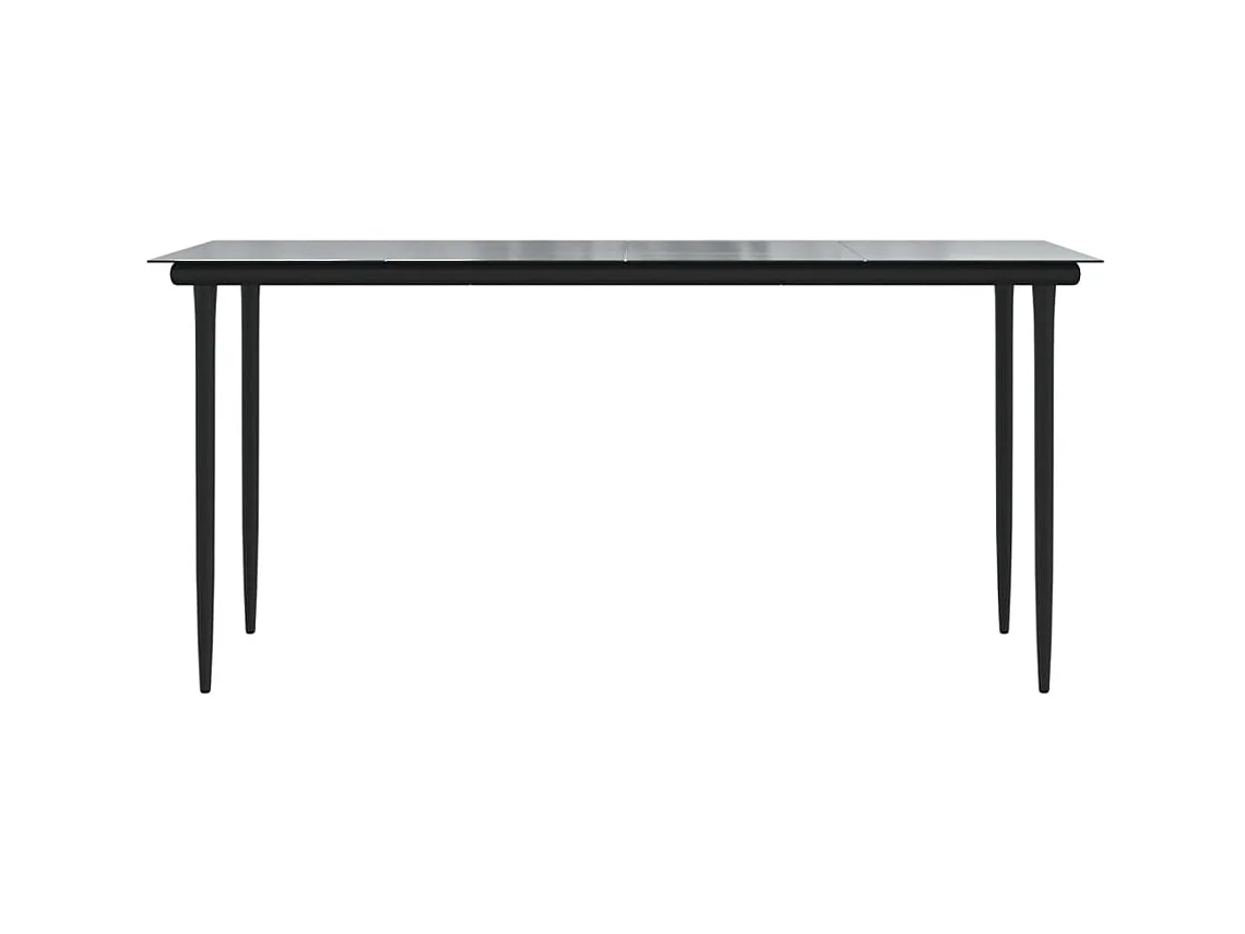 Table à manger de jardin Noir 160x80x74 cm Acier et verre trempé GHR44732