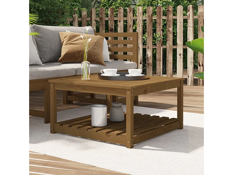 Table de jardin marron miel 82,5x82,5x45 cm bois massif de pin GHR28913