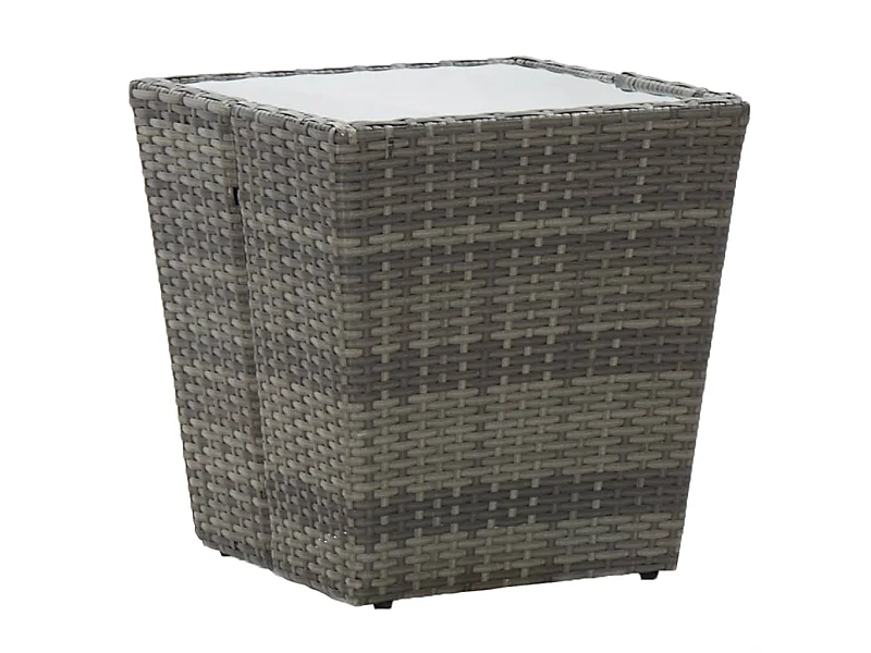 Table à thé Gris 41,5x41,5x43 cm Résine tressée et verre trempé GHR65601