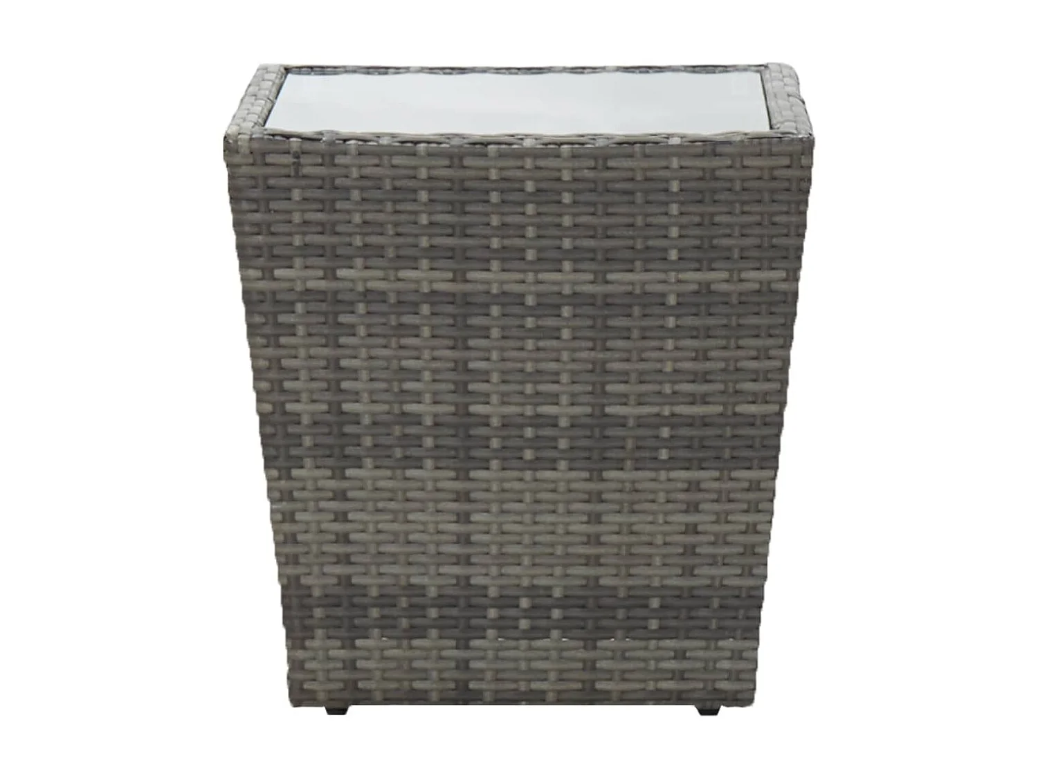 Table à thé Gris 41,5x41,5x43 cm Résine tressée et verre trempé GHR65601