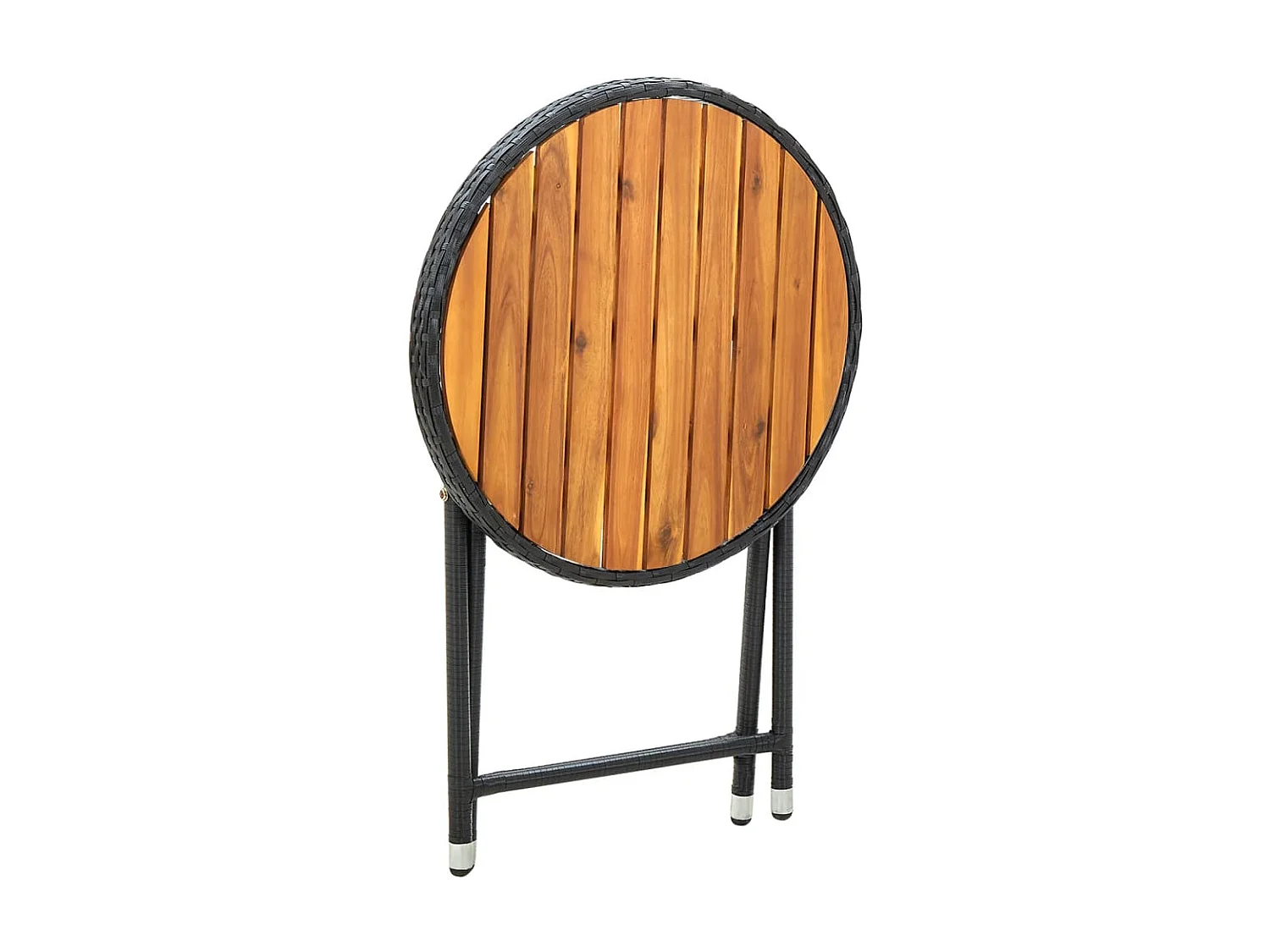 Salontafel 60 cm poly rattan en massief acaciahout zwart NL244592