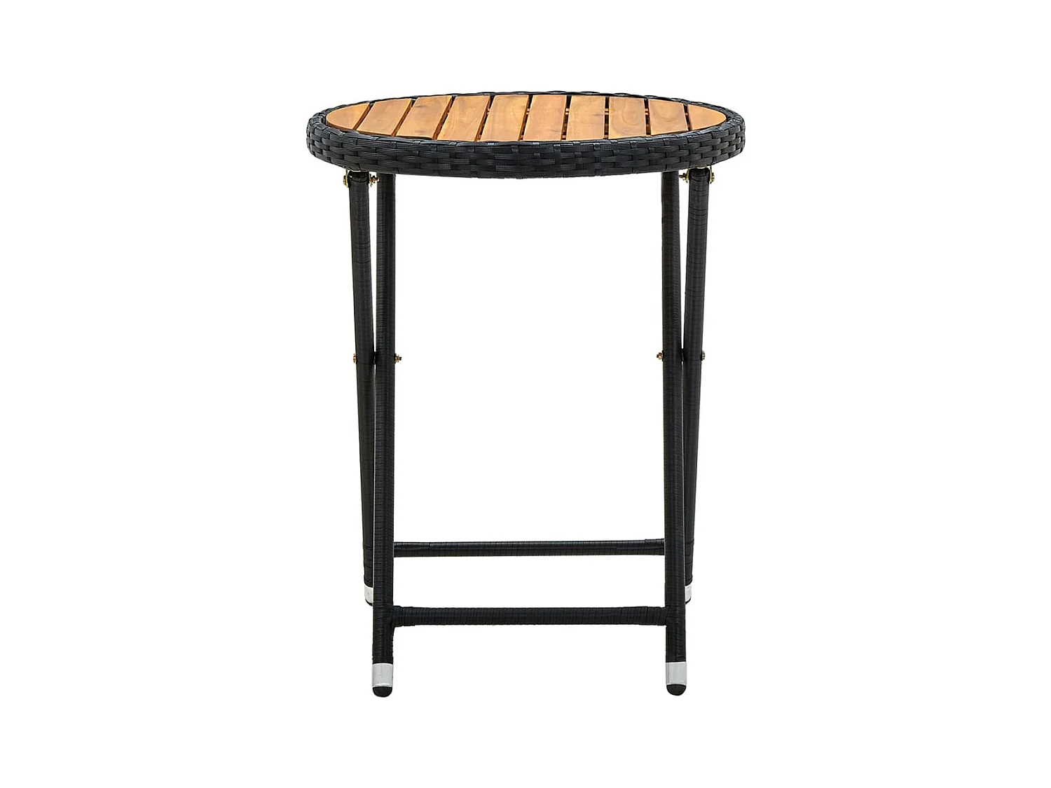 Table à thé Noir 60 cm Résine tressée et bois d'acacia solide GHR89031