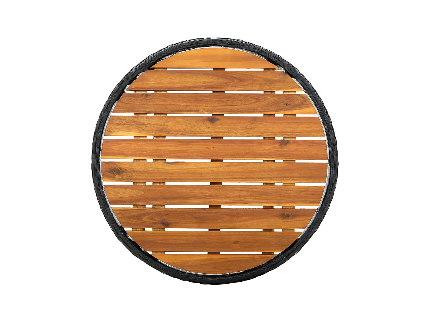 Table à thé Noir 60 cm Résine tressée et bois d'acacia solide GHR89031