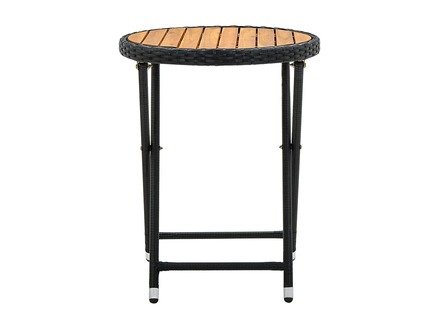 Table à thé Noir 60 cm Résine tressée et bois d'acacia solide GHR89031