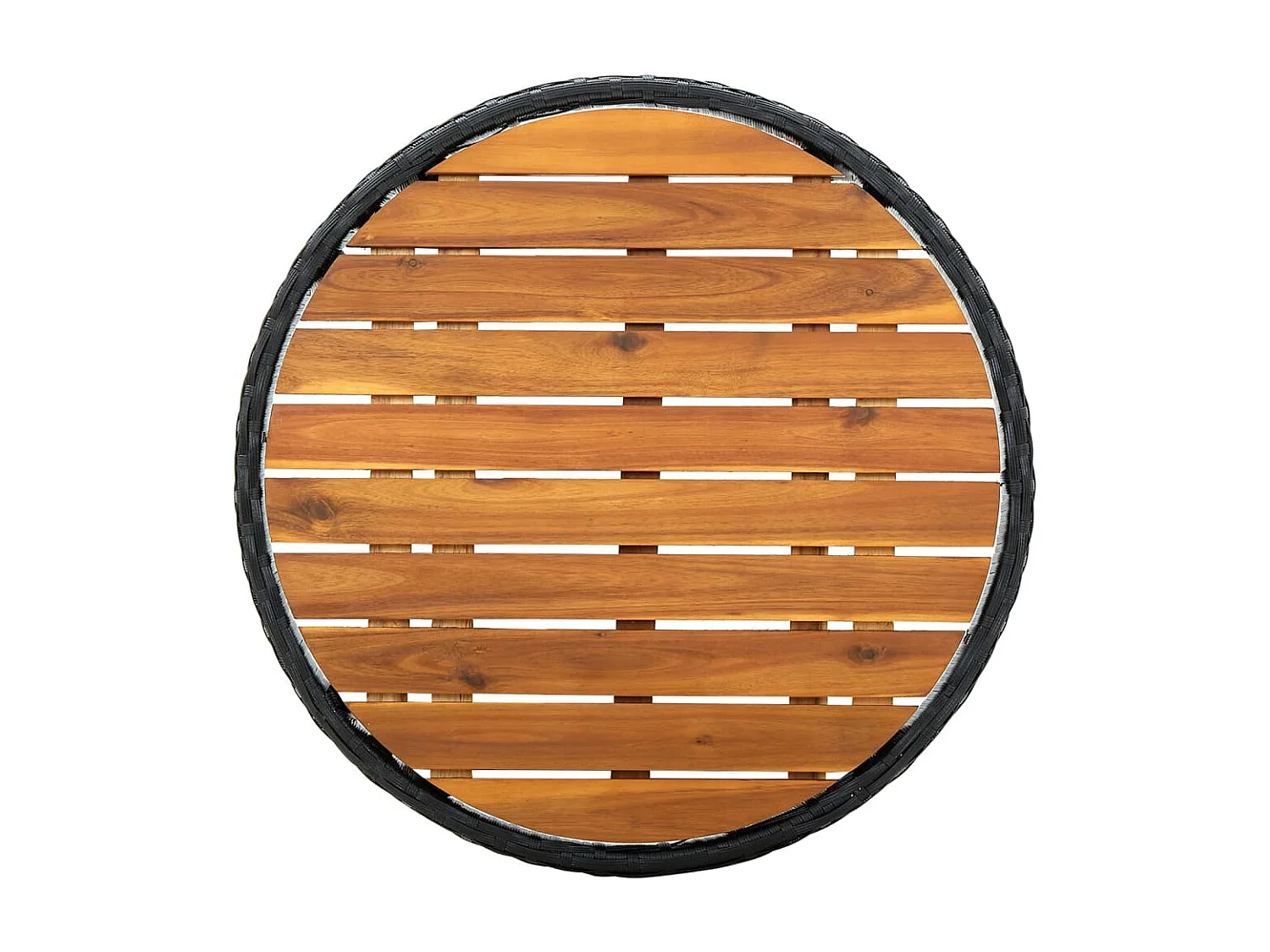 Table à thé Noir 60 cm Résine tressée et bois d'acacia solide GHR89031