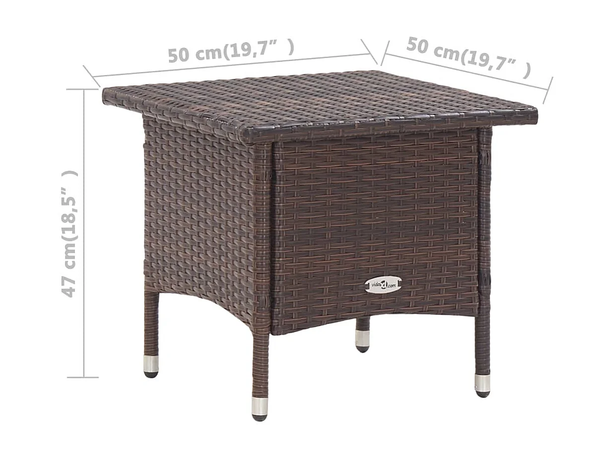 Table à thé Marron 50x50x47 cm Résine tressée GHR38653