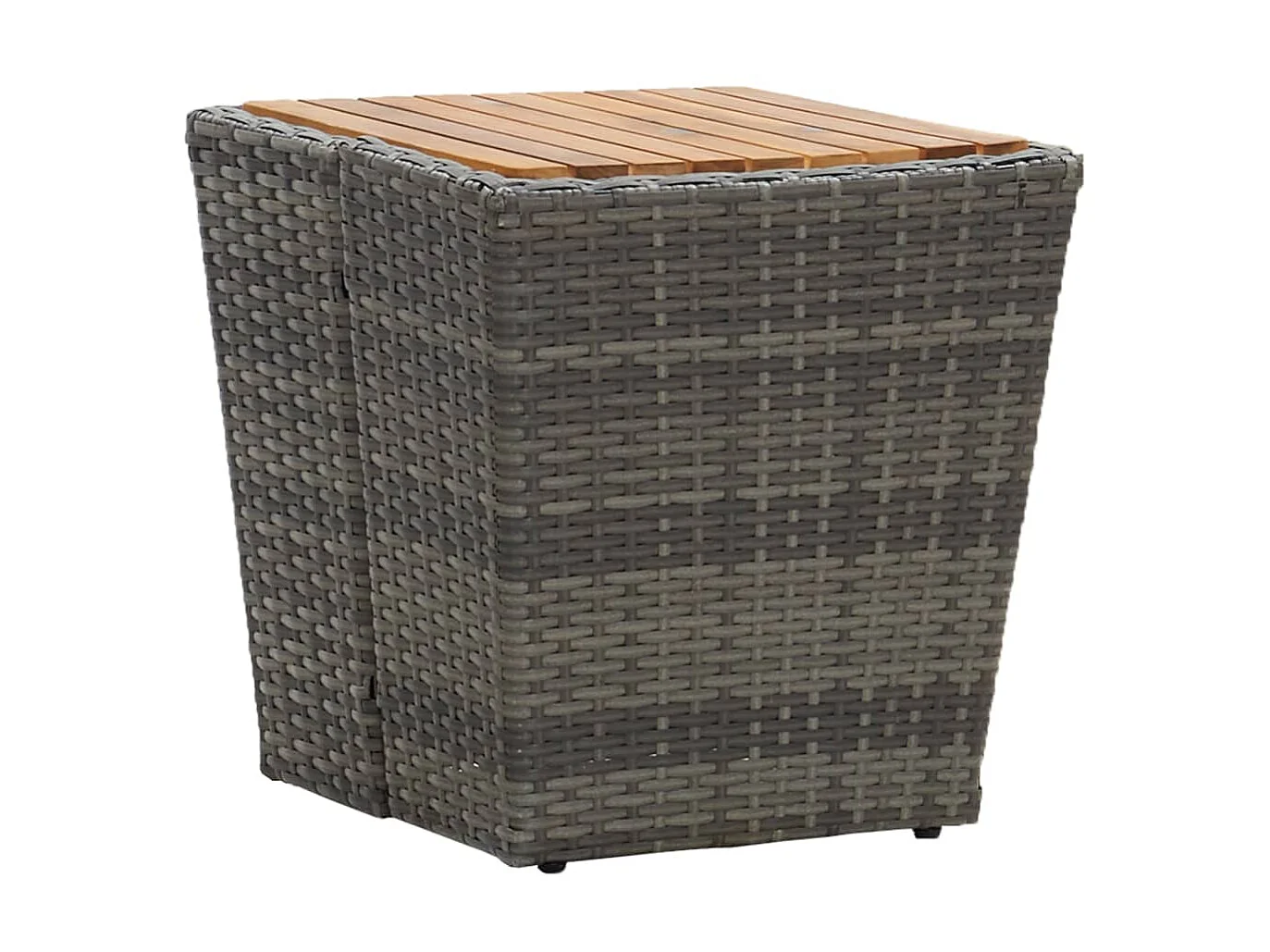 Mesa de chá 41,5x41,5x43 cm vime PE e acácia maciça cinzento PT867455
