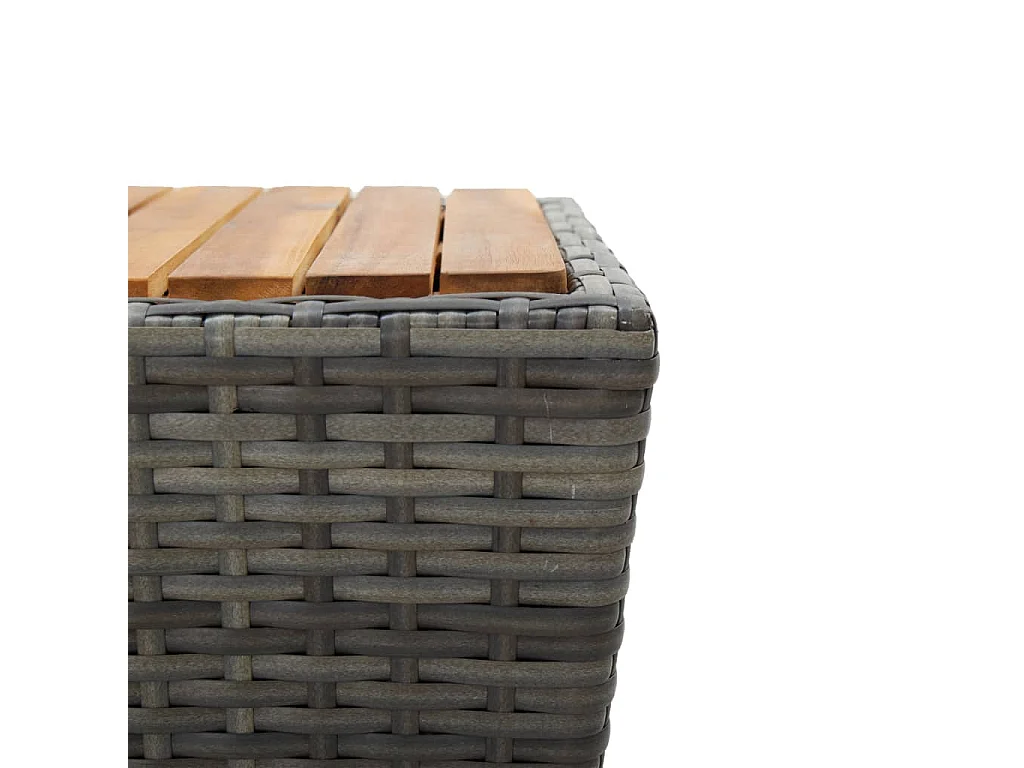 Mesa de chá 41,5x41,5x43 cm vime PE e acácia maciça cinzento PT867455