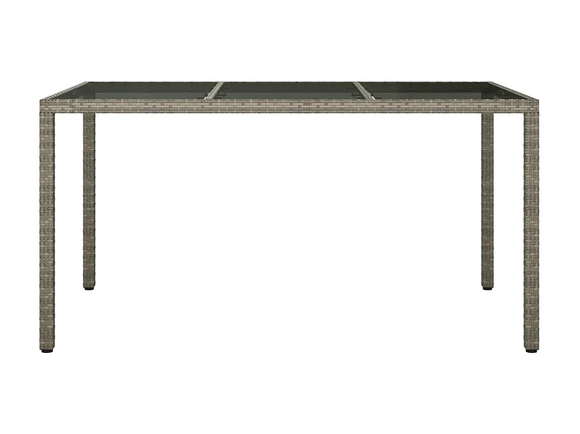 Table de jardin 150x90x75cm Verre trempé et résine tressée Gris GHR20601