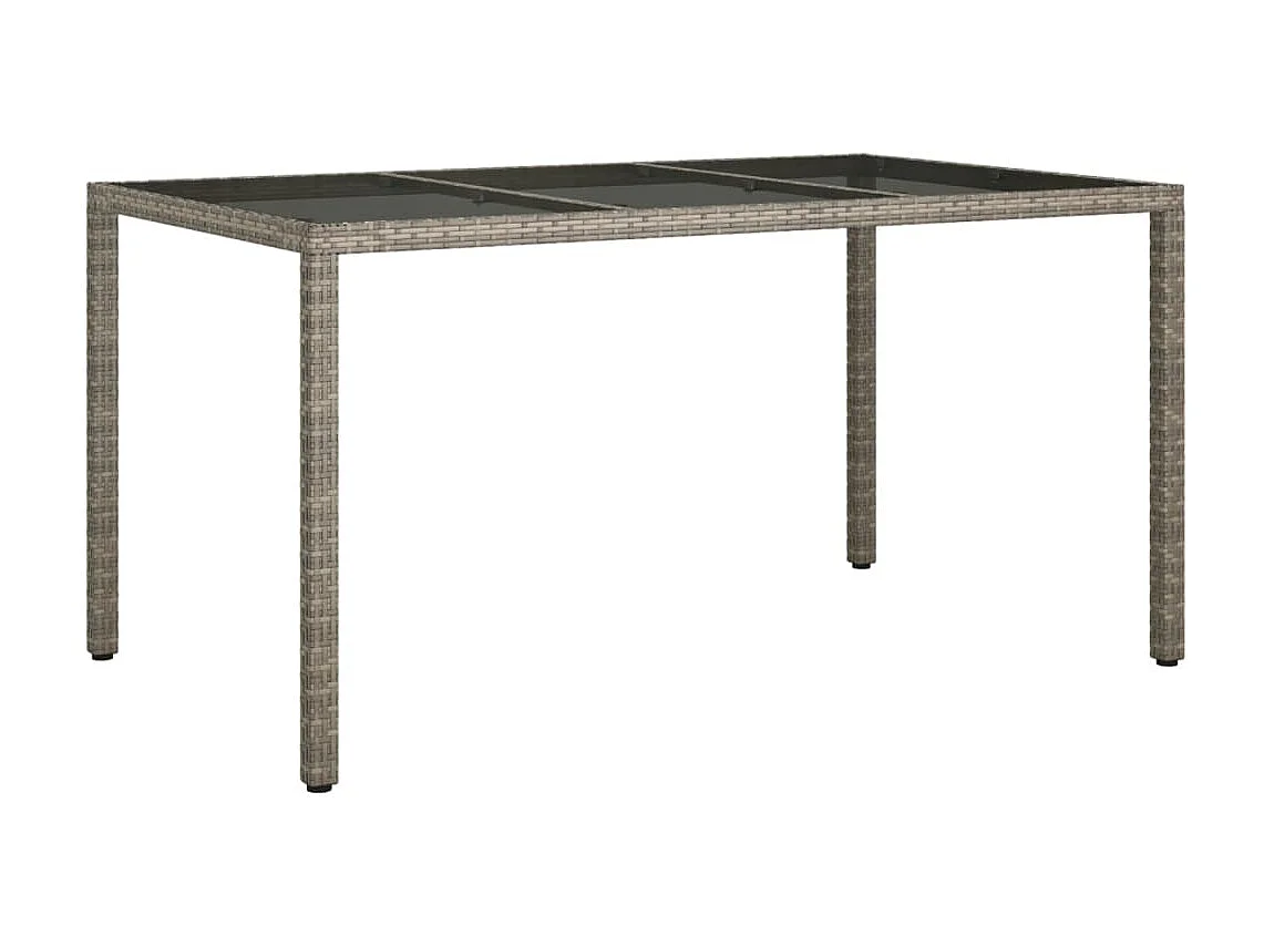 Table de jardin 150x90x75cm Verre trempé et résine tressée Gris GHR20601