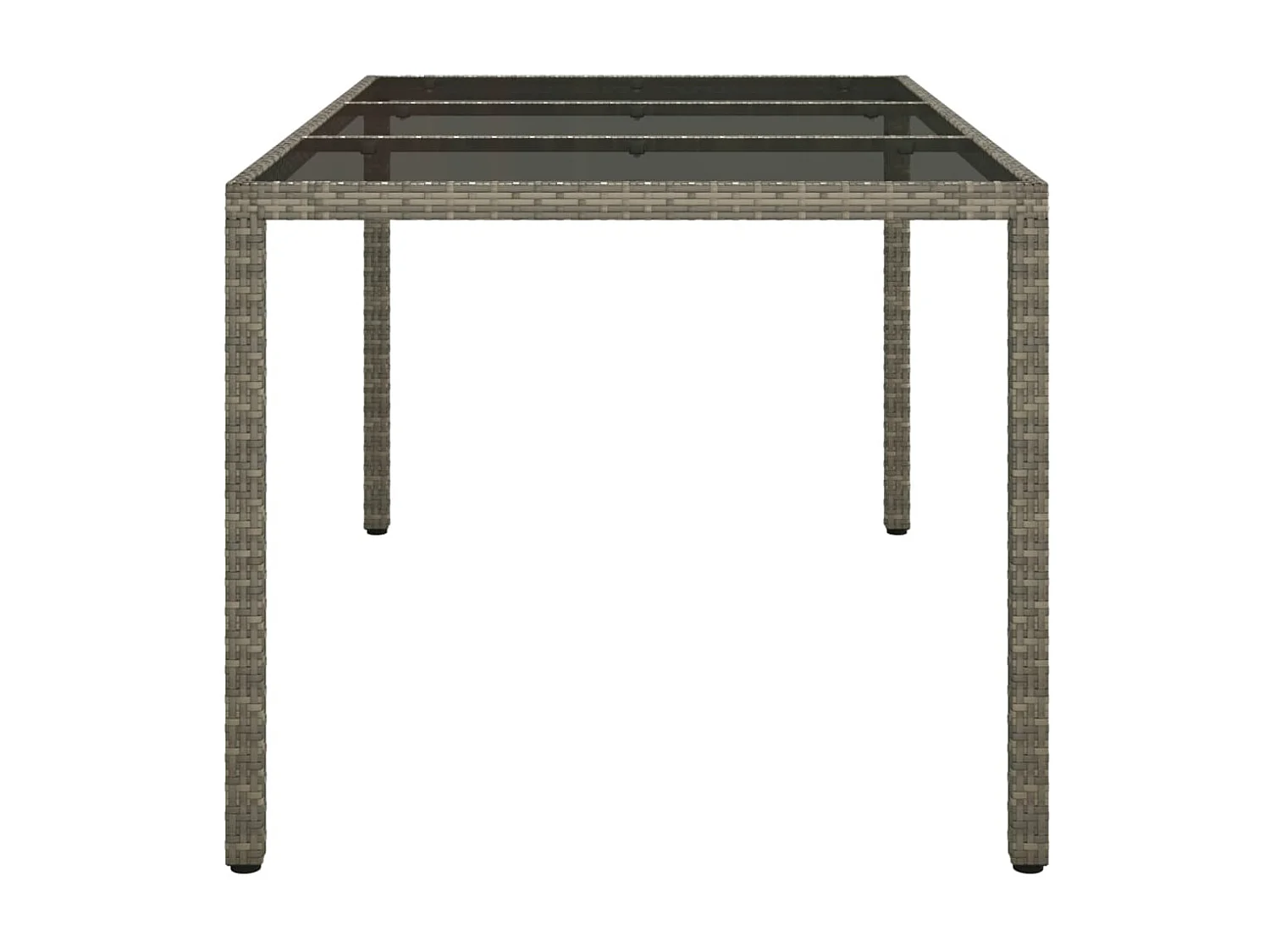 Table de jardin 150x90x75cm Verre trempé et résine tressée Gris GHR20601