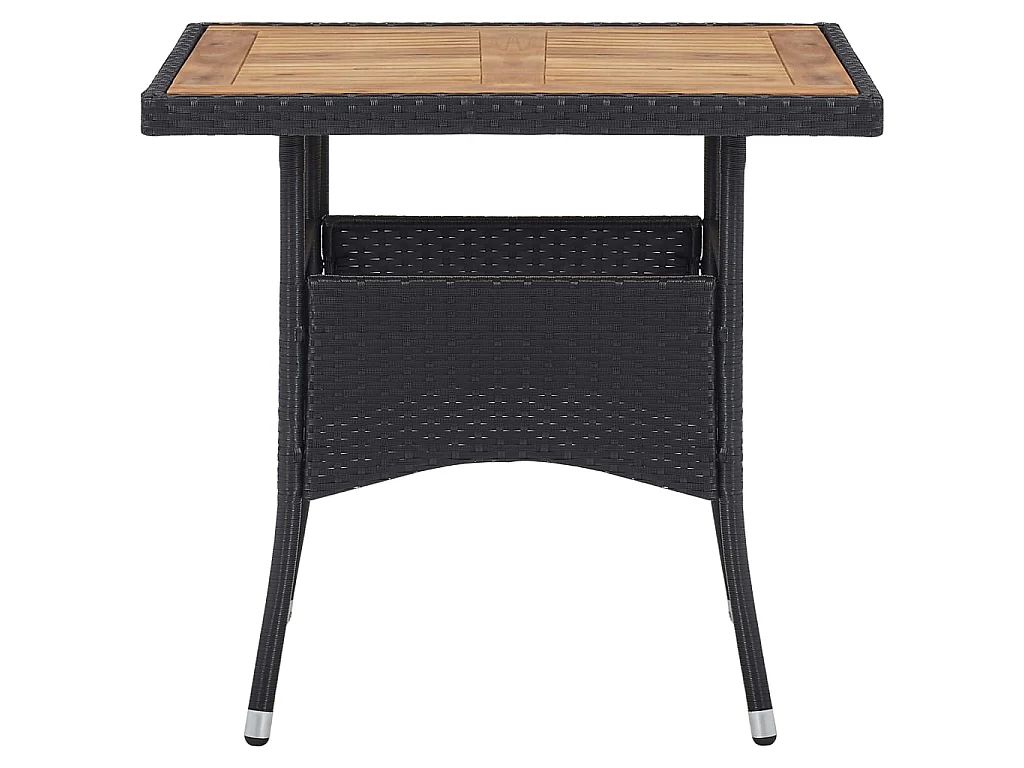 Table d'extérieur Noir Résine tressée et bois d'acacia solide GHR77586
