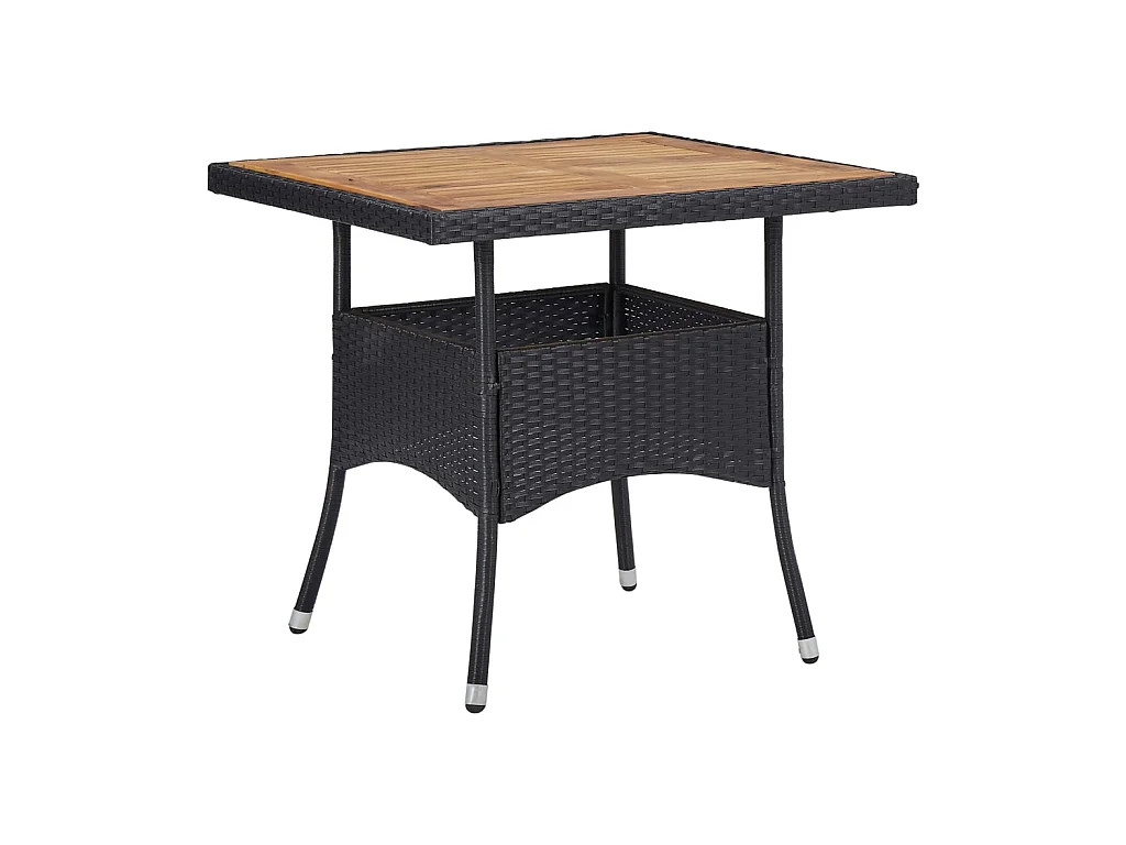 Table d'extérieur Noir Résine tressée et bois d'acacia solide GHR77586
