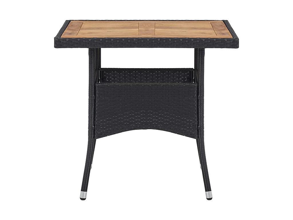 Table d'extérieur Noir Résine tressée et bois d'acacia solide GHR77586