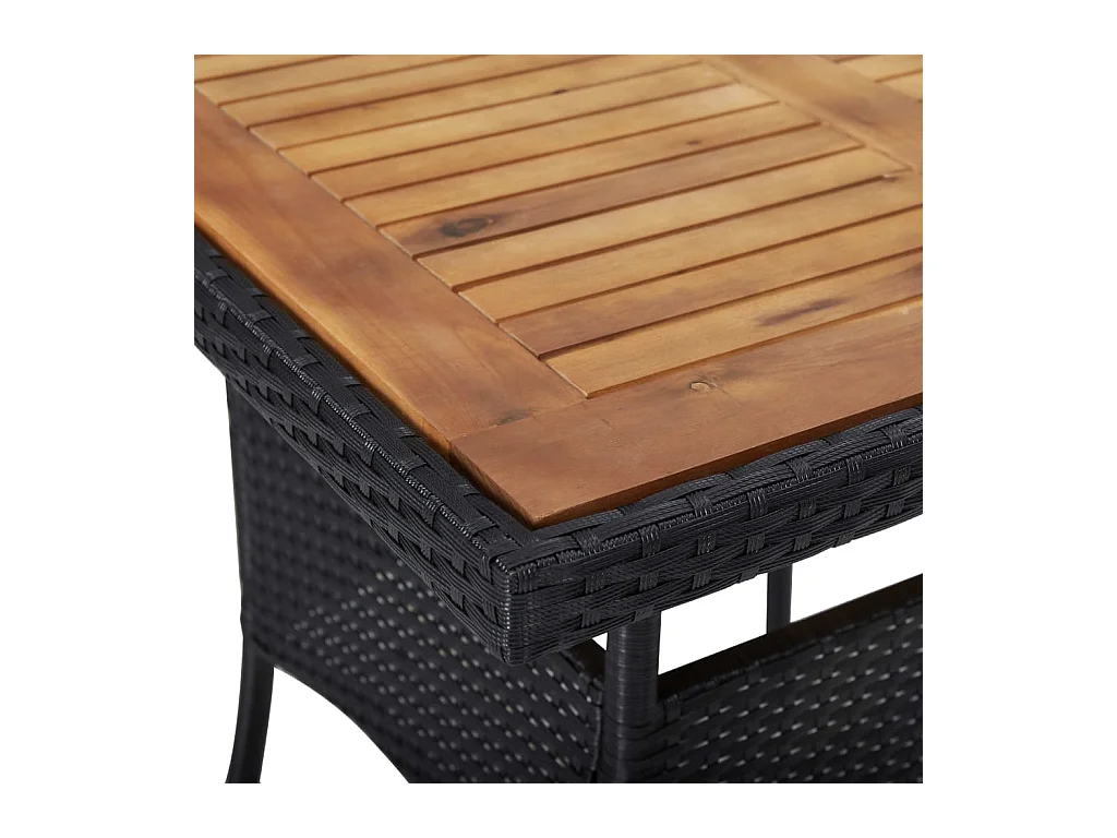 Table d'extérieur Noir Résine tressée et bois d'acacia solide GHR77586