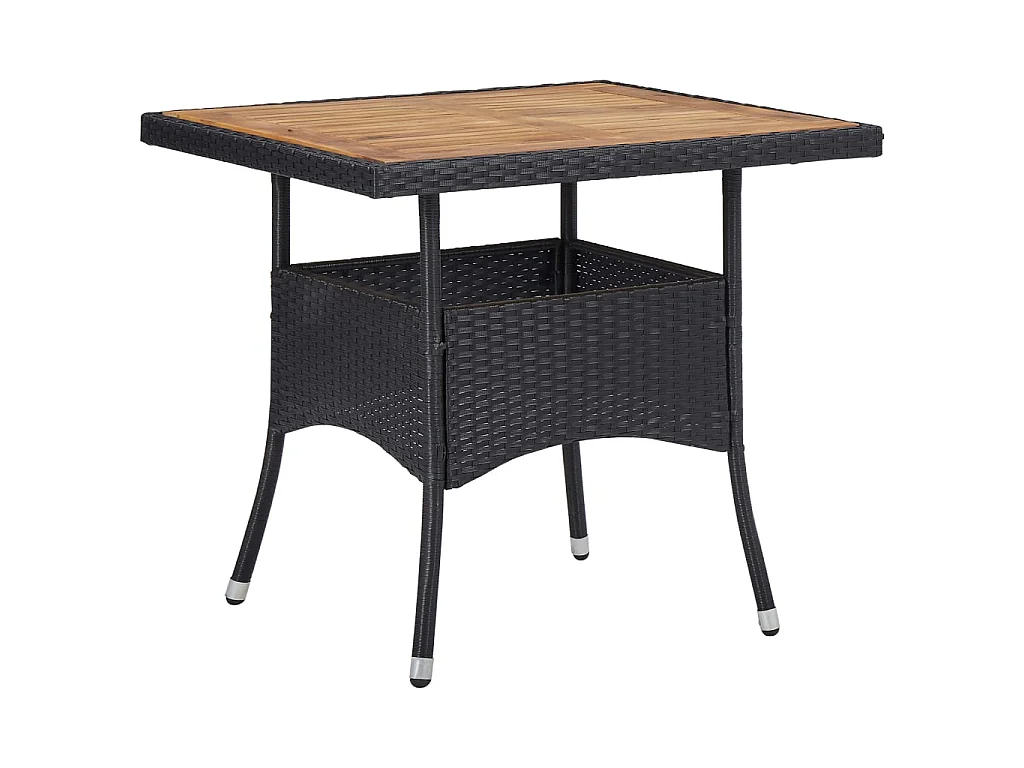 Table d'extérieur Noir Résine tressée et bois d'acacia solide GHR77586