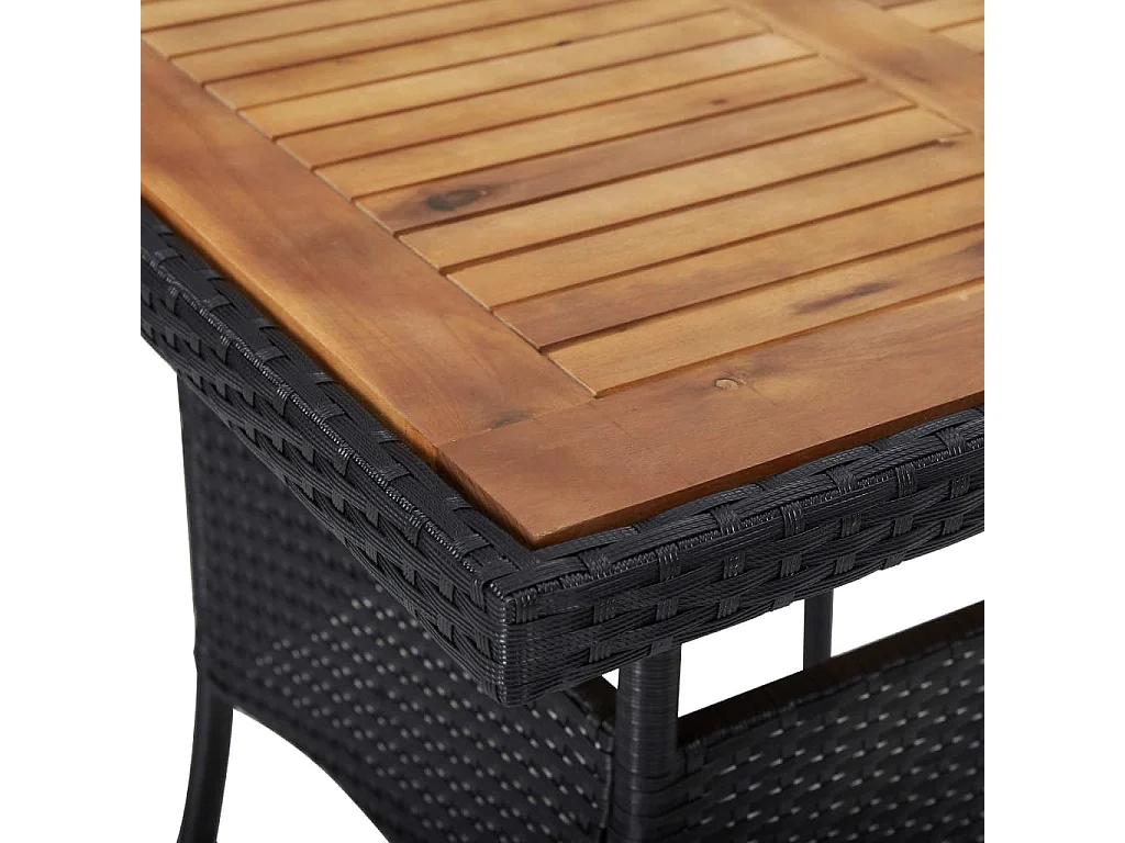 Table d'extérieur Noir Résine tressée et bois d'acacia solide GHR77586